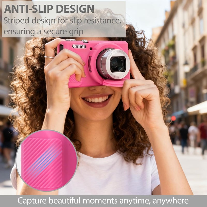 Frevyve Case for Canon G7X Mark III Camera, Soft Silicone Protective Case, Slim Fit Sleeve with Removable Lens Cover and Screen Protector Accessories, Lightweight, Anti-Scratch (Peach Pink) - Image 2